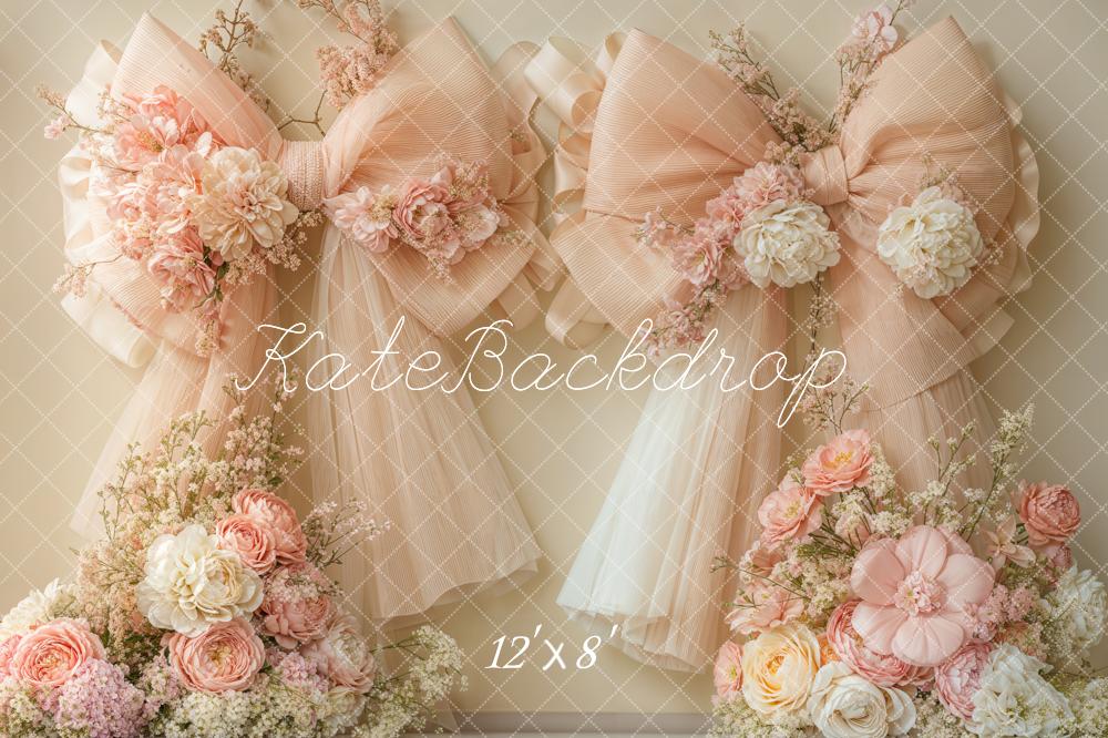 🔥50%OFF-Kate Hochzeit Pfirsich Floral Schleife Fleece Hintergrund - Kate Backdrop.de