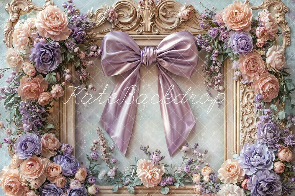 Kate Retro-Rahmen mit Blumenschleife Fleece Hintergrund - Kate Backdrop.de