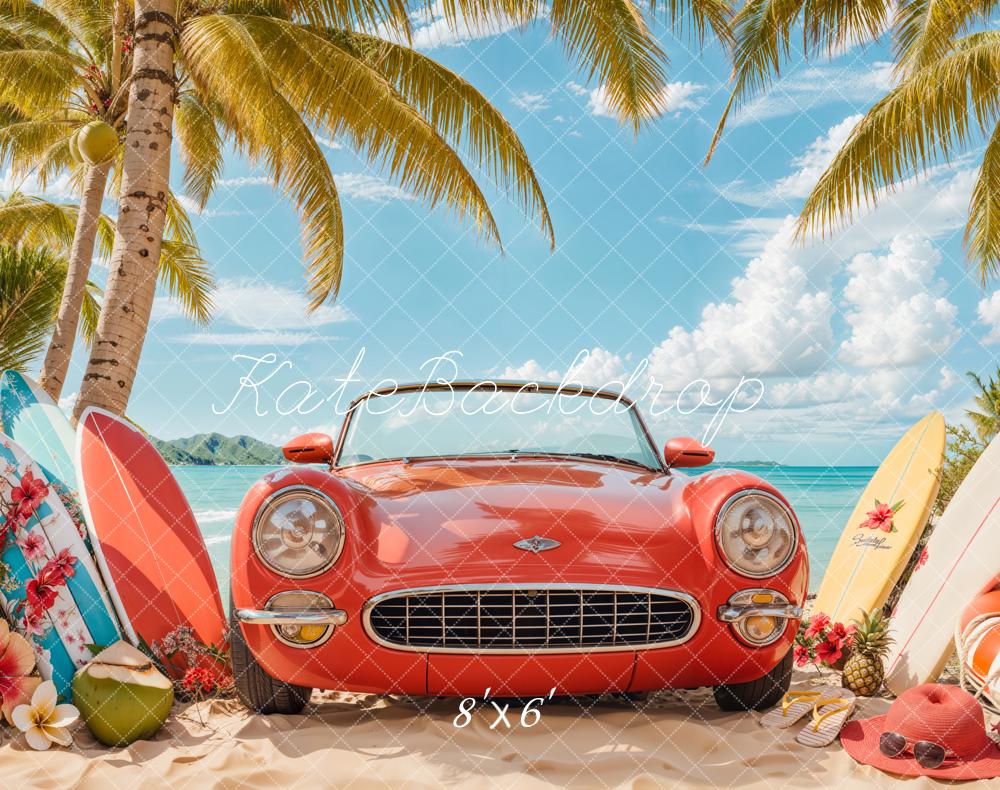 Kate Sommer Strand Rot Auto Surf Fleece Hintergrund - Kate Backdrop.de