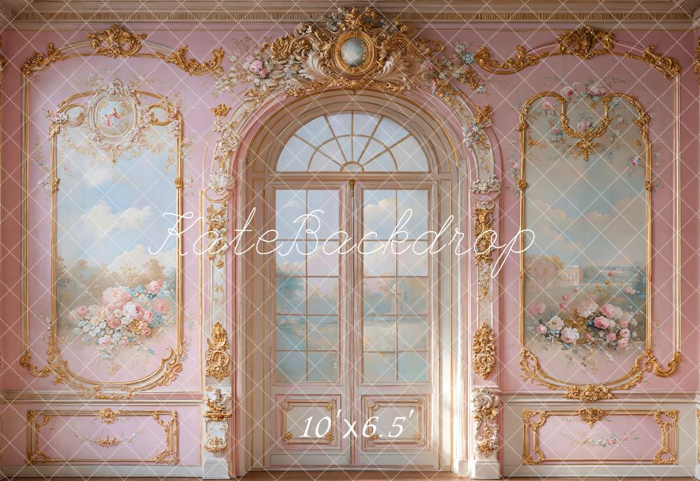 Kate Eleganter Bogen Vintage Blumen Rosa Wand Fleece Hintergrund - Kate Backdrop.de
