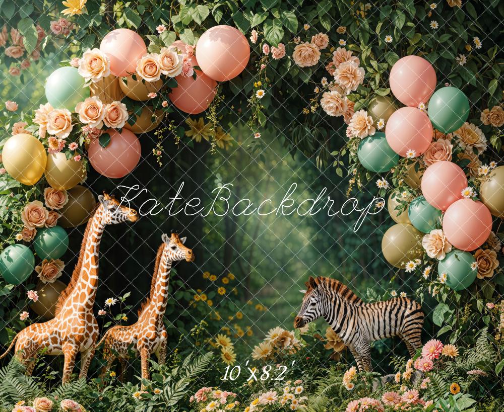 Kate ake Smash Dschungel Tier Party Bogen  Fleece Hintergrund - Kate Backdrop.de