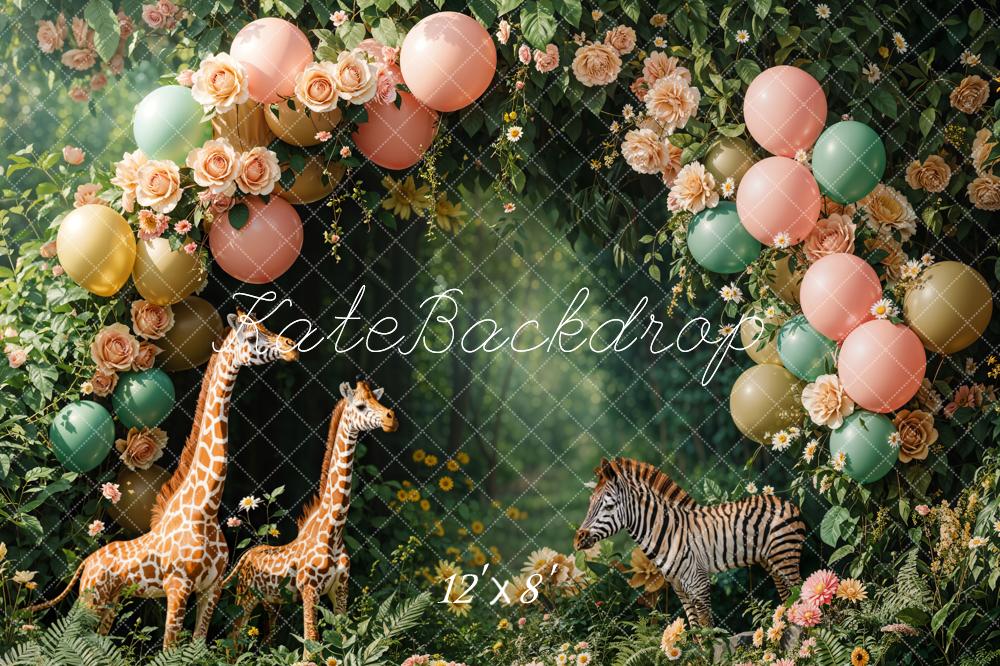 Kate ake Smash Dschungel Tier Party Bogen  Fleece Hintergrund - Kate Backdrop.de