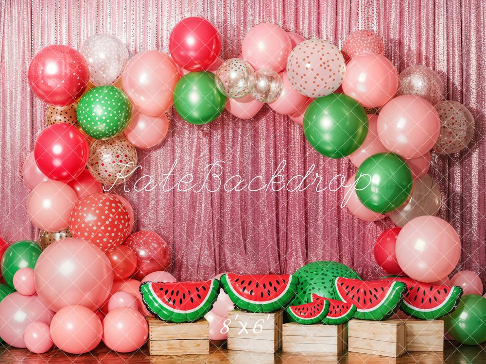 Kate Cake Smash Sommer Wassermelone Luftballon Bogen Fleece Hintergrund - Kate Backdrop.de