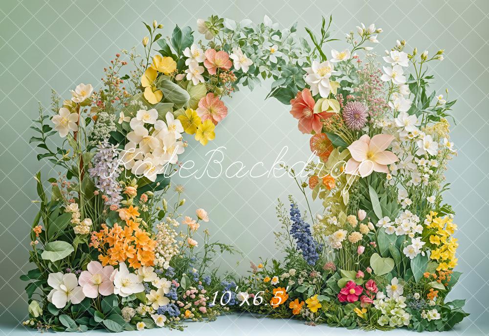 Kate Frühling Blumenbogen Grünzeug Fleece Hintergrund - Kate Backdrop.de