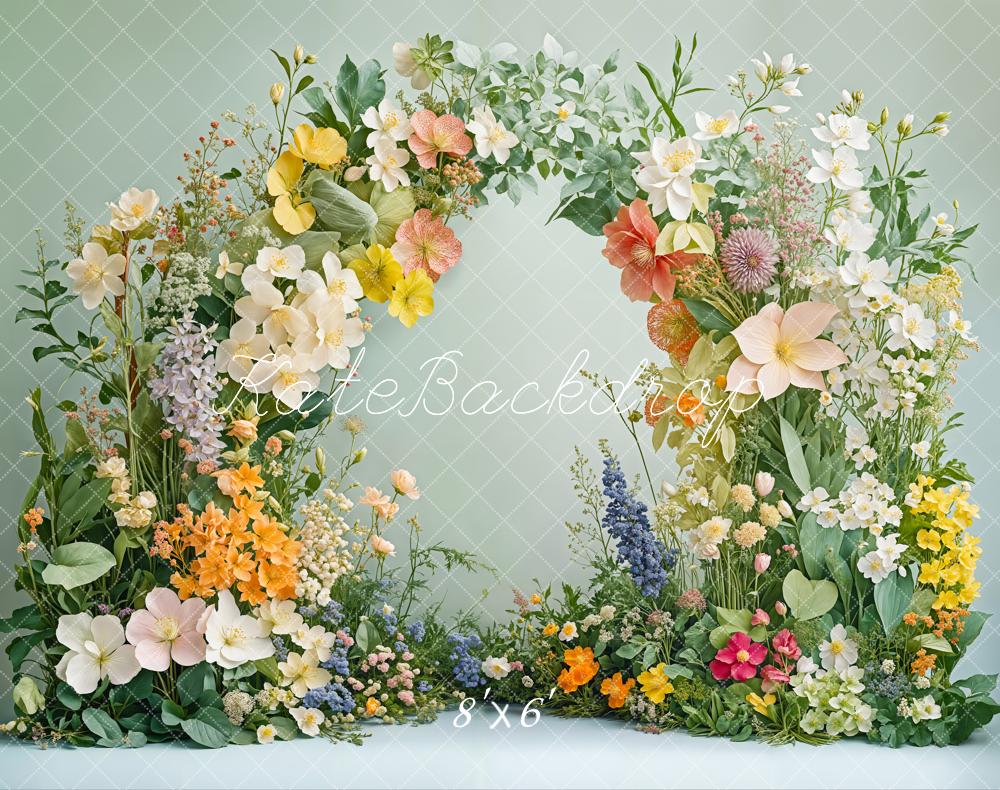 Kate Frühling Blumenbogen Grünzeug Fleece Hintergrund - Kate Backdrop.de