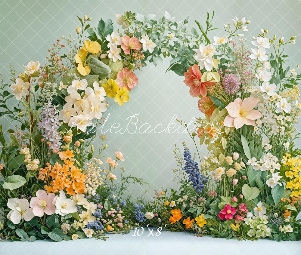 Kate Frühling Blumenbogen Grünzeug Fleece Hintergrund - Kate Backdrop.de