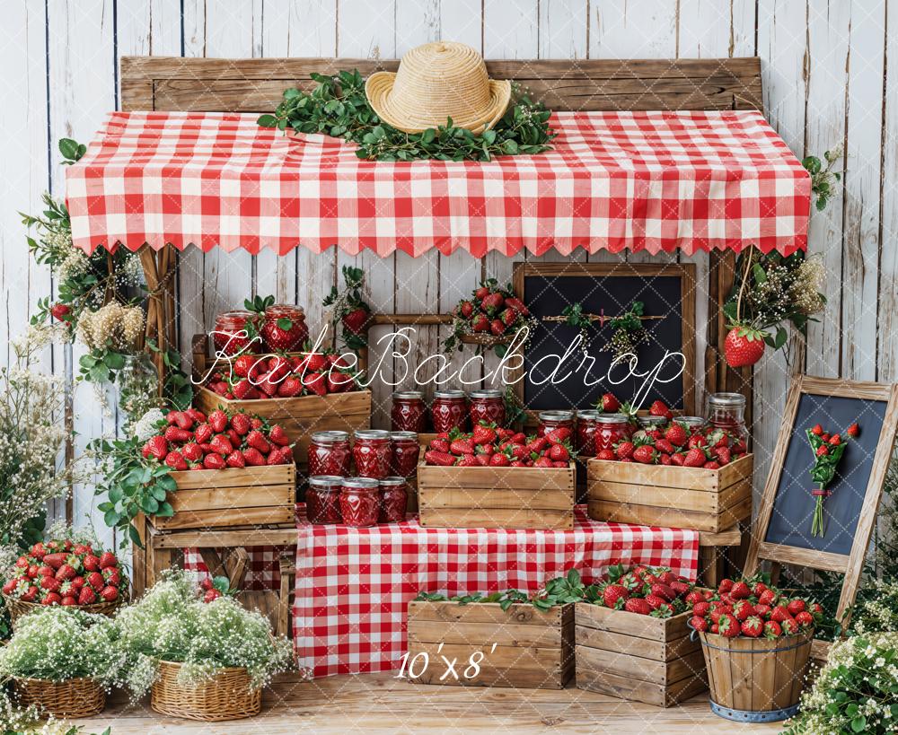 Kate Frühlings-Erdbeer-Marktstand Fleece Hintergrund - Kate Backdrop.de