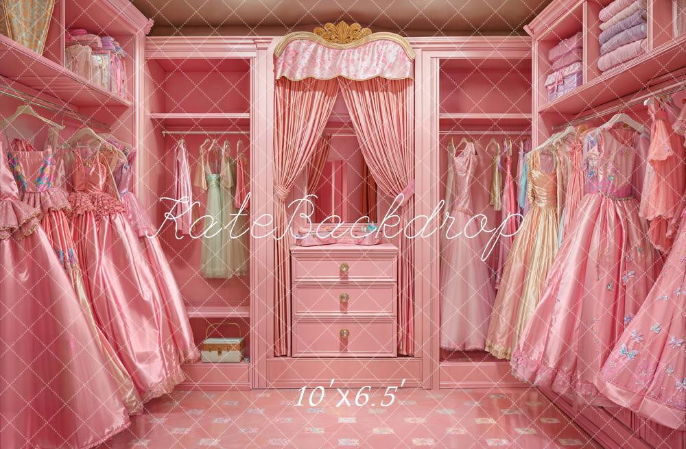 Kate Modepuppe Rosa Walk In Closet Kleid Fleece Hintergrund - Kate Backdrop.de