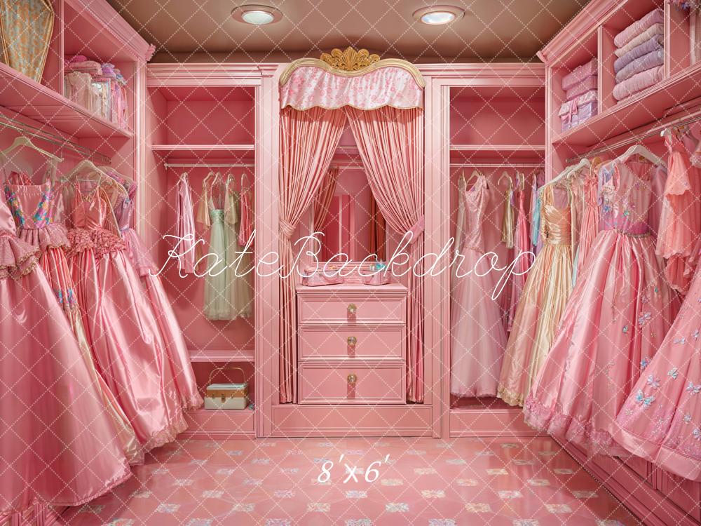Kate Modepuppe Rosa Walk In Closet Kleid Fleece Hintergrund - Kate Backdrop.de