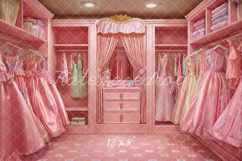 Kate Modepuppe Rosa Walk In Closet Kleid Fleece Hintergrund - Kate Backdrop.de
