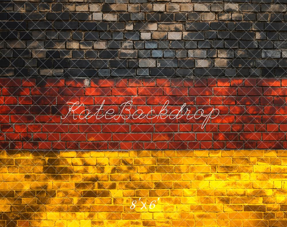 Kate Retro-Ziegelwand Deutsche Flagge Nationalfeiertag Fleece Hintergrund Entworfen von Chain Photography - Kate Backdrop.de