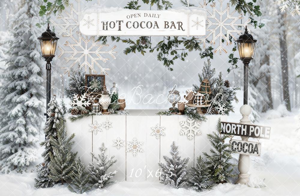 Kate Weihnachten Heiße Schokolade Bar Winterwald Fleece Hintergrund Entworfen von Emetselch - Kate Backdrop.de