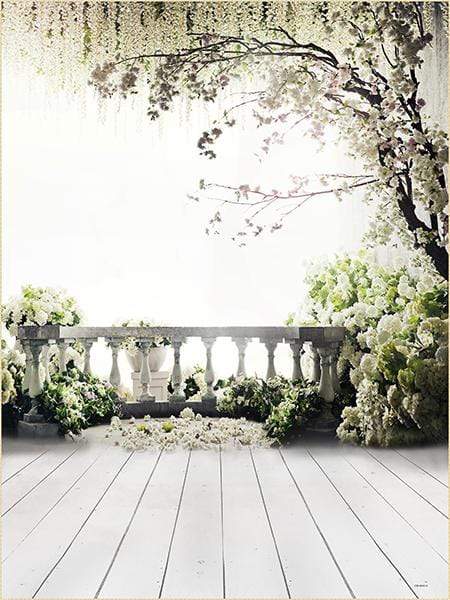Kate Blumen-Baum-Landschaft-Geländer-Hochzeits-Hintergrund