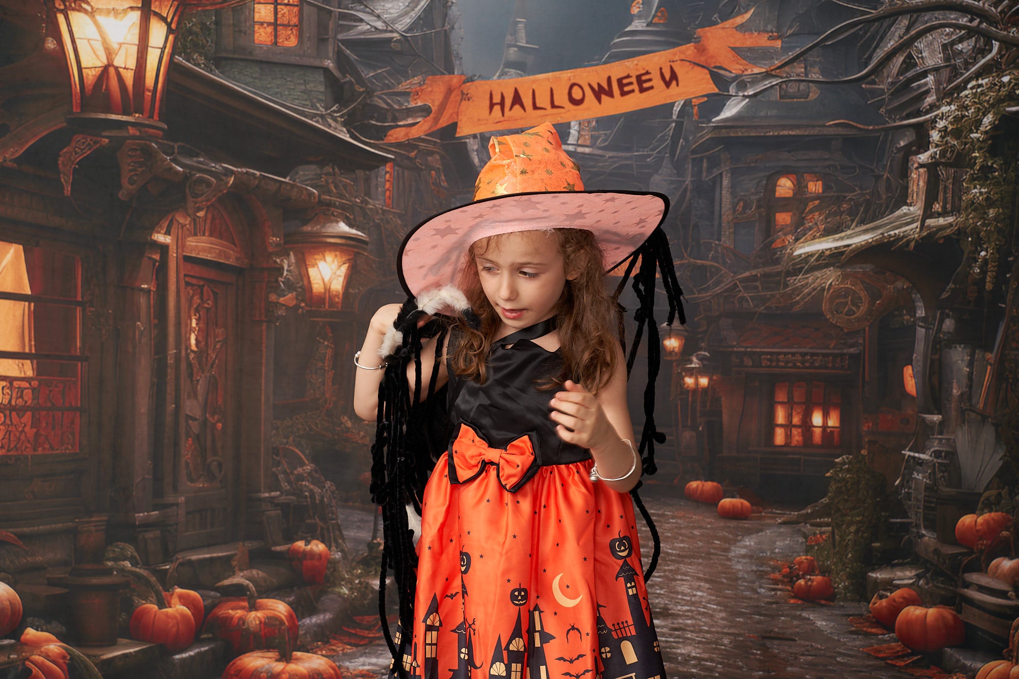 Kate Halloween Straße Kürbis Hintergrund von Emetselch - Kate Backdrop.de