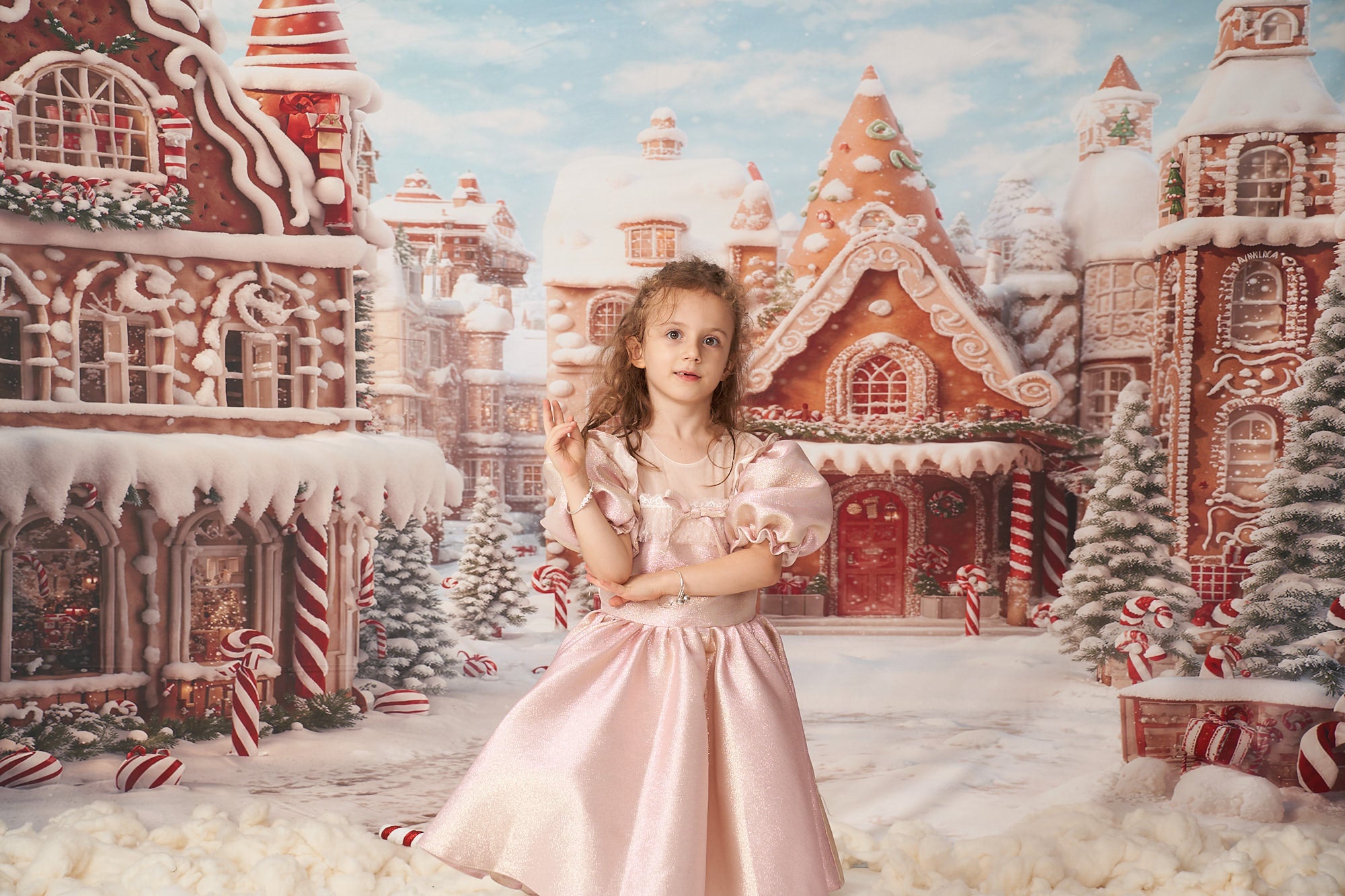 Kate Winter Weihnachten Lebkuchen Süßigkeiten Stadt Hintergrund von Chain Photography
