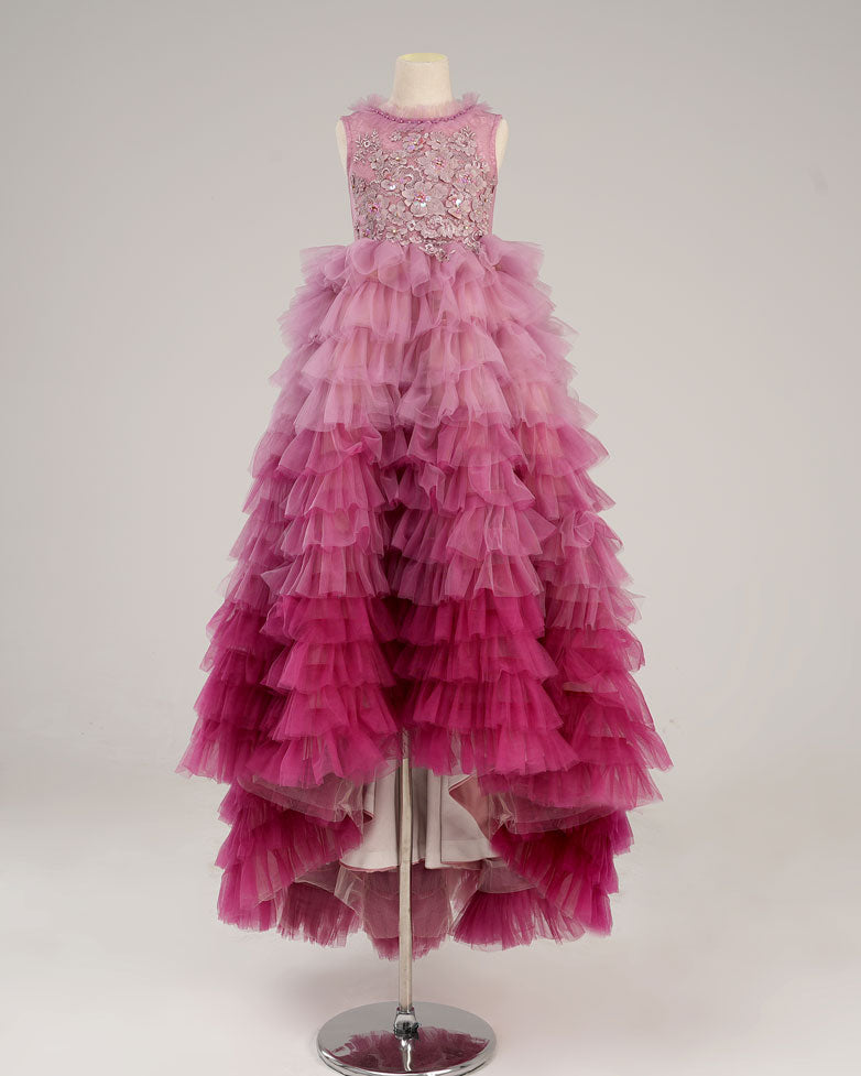 Kate Gradient Rosa und Lila Tiered Kinder Kleid für Fotografie - Kate Backdrop.de