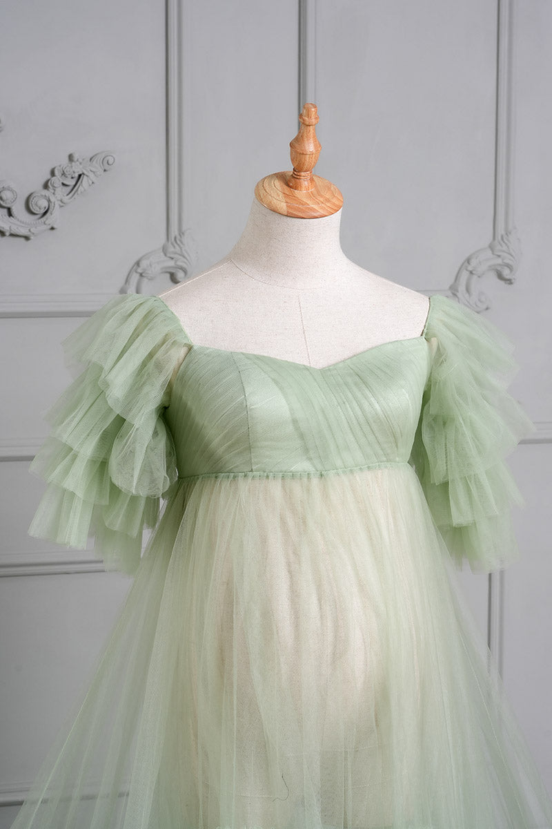 Kate Cake Mesh Mintgrünes Schwangerschaftsfotoshooting-Kleid - Kate Backdrop.de