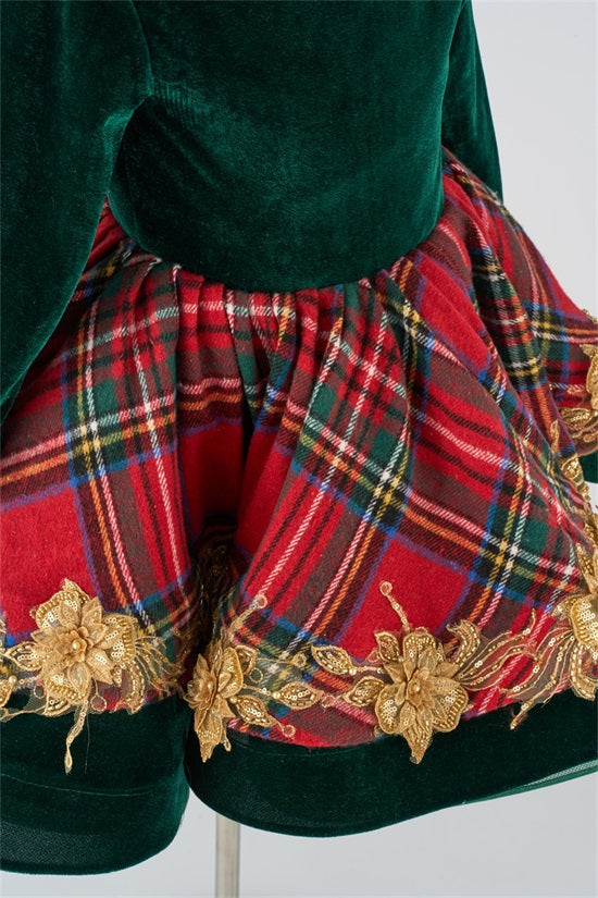 Kate Weihnachten Samt Rot Grün Kariert Mädchen Kleid für Fotografie - Kate Backdrop.de