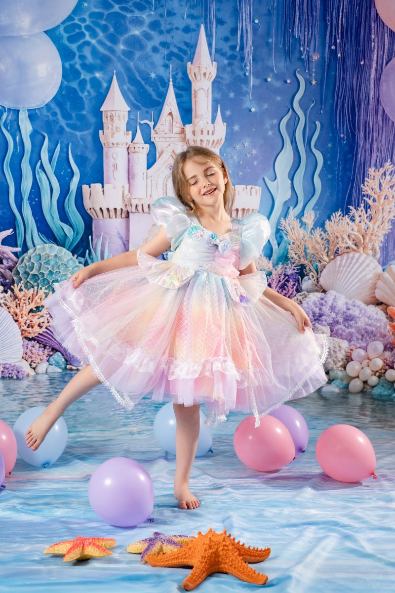 Kate Unterwasserwelt Buntes Meerjungfrauenprinzessinnen-Kleid für Kinder - Kate Backdrop.de