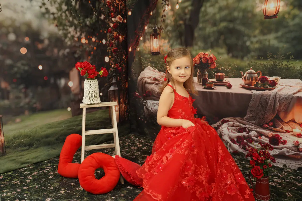 Kate Rot besticktes Kinderkleid für Fotografie - Kate Backdrop.de