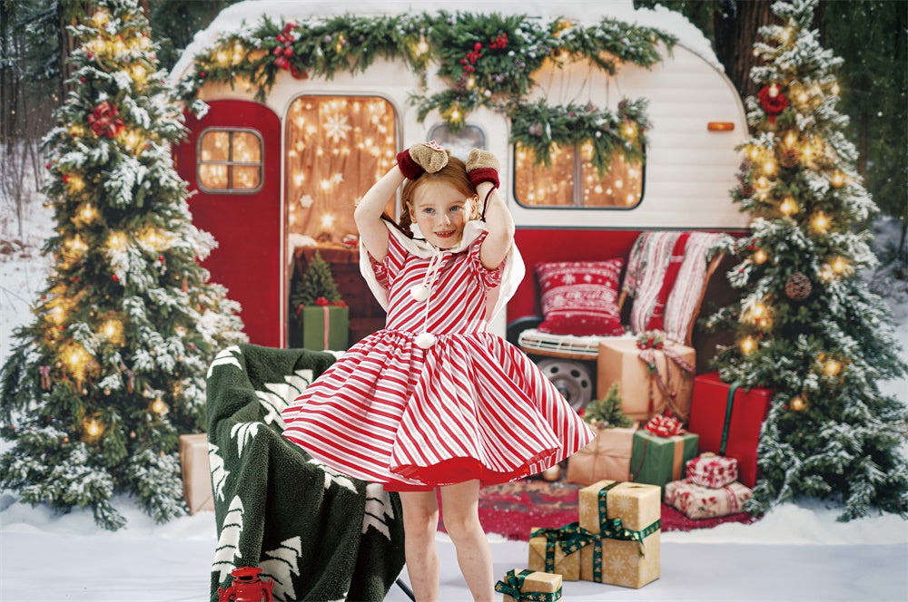 Kate Couture Weihnachten Zuckerstange Rot Gestreiftes Mädchenkleid mit Cape für Fotografie - Kate Backdrop.de