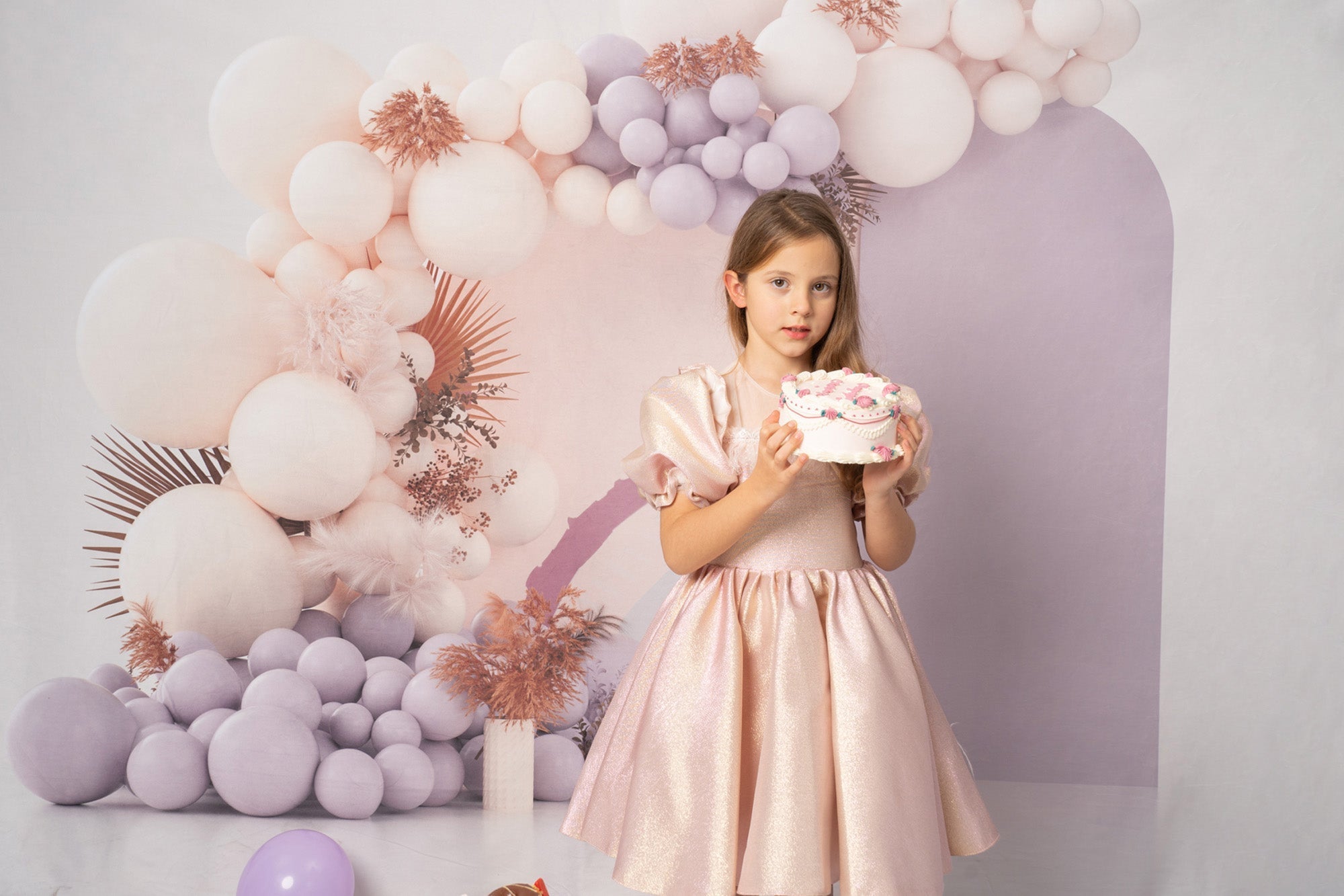 Kate Lila Boho Ballons Kuchen Smash Fleece Hintergrund Entworfen von Uta Mueller - Kate Backdrop.de