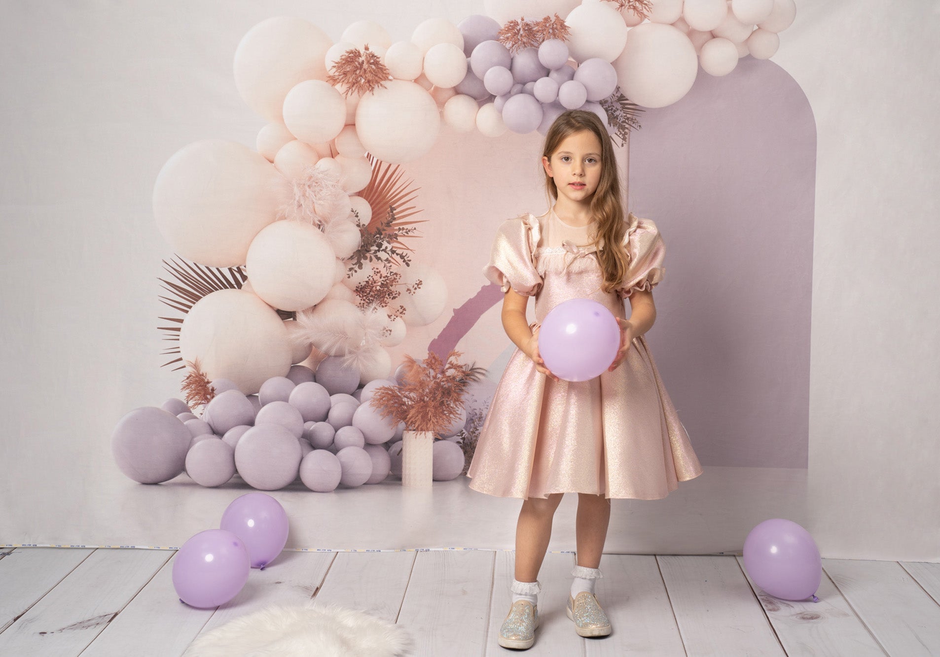 Kate Lila Boho Ballons Kuchen Smash Fleece Hintergrund Entworfen von Uta Mueller - Kate Backdrop.de