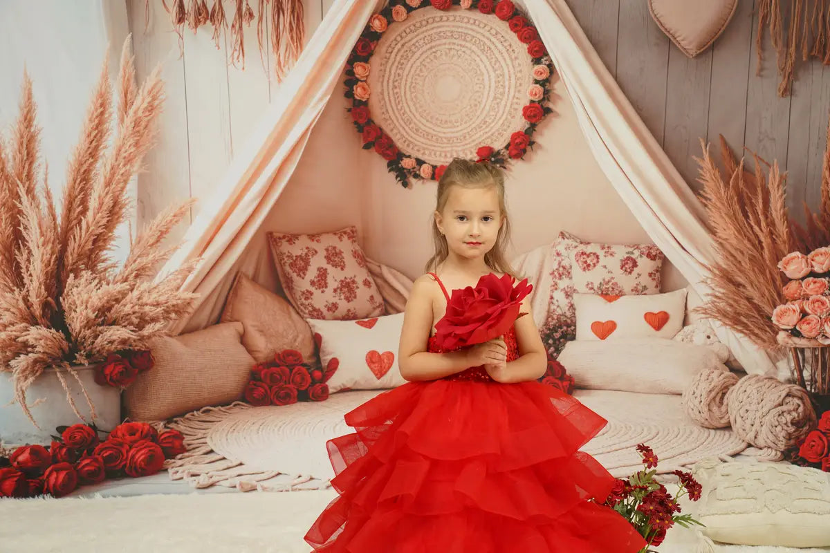 Kate Rotes paillettenbesetztes Tüll-Kinderkleid für Fotografie