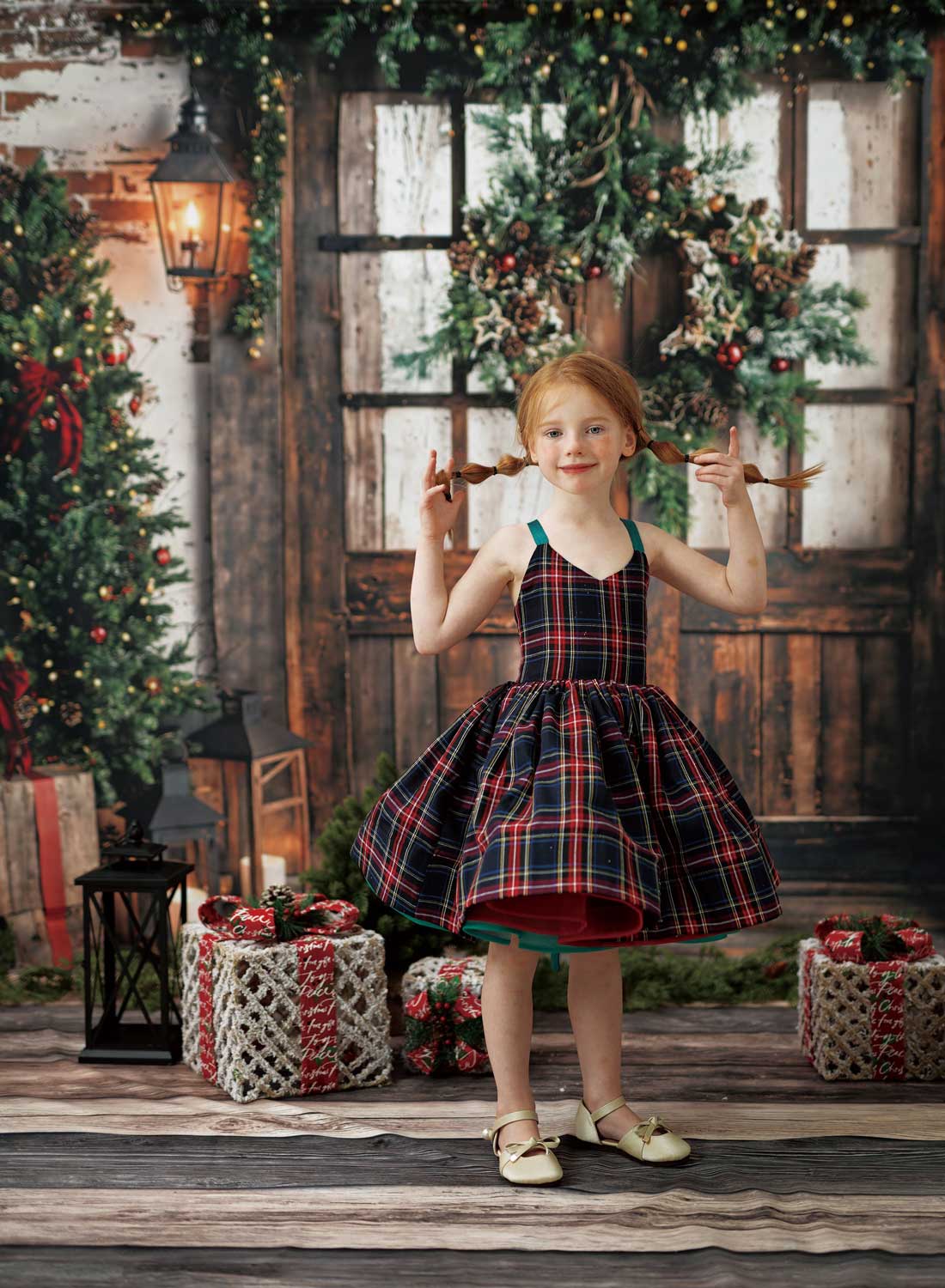 Kate Winter Weihnachten Baum Laterne Holztür Fotokit