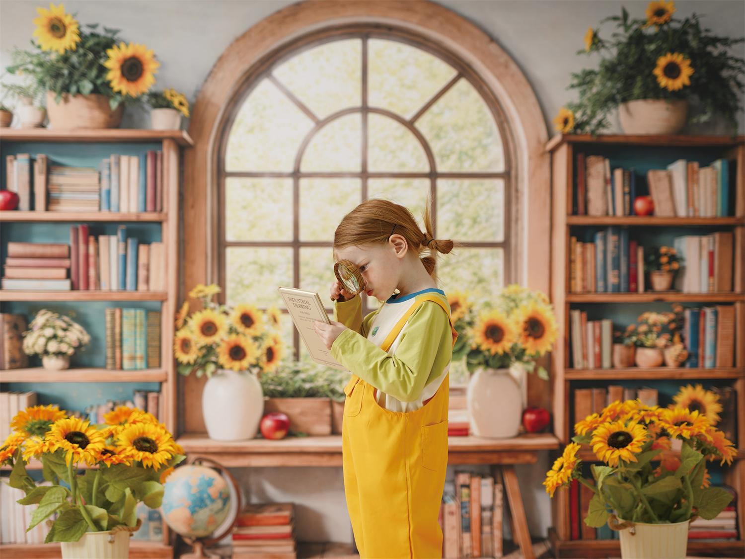Kate Zurück zu Schule Klassenzimmer Bogen Fenster Sonnenblume Foto-Kit