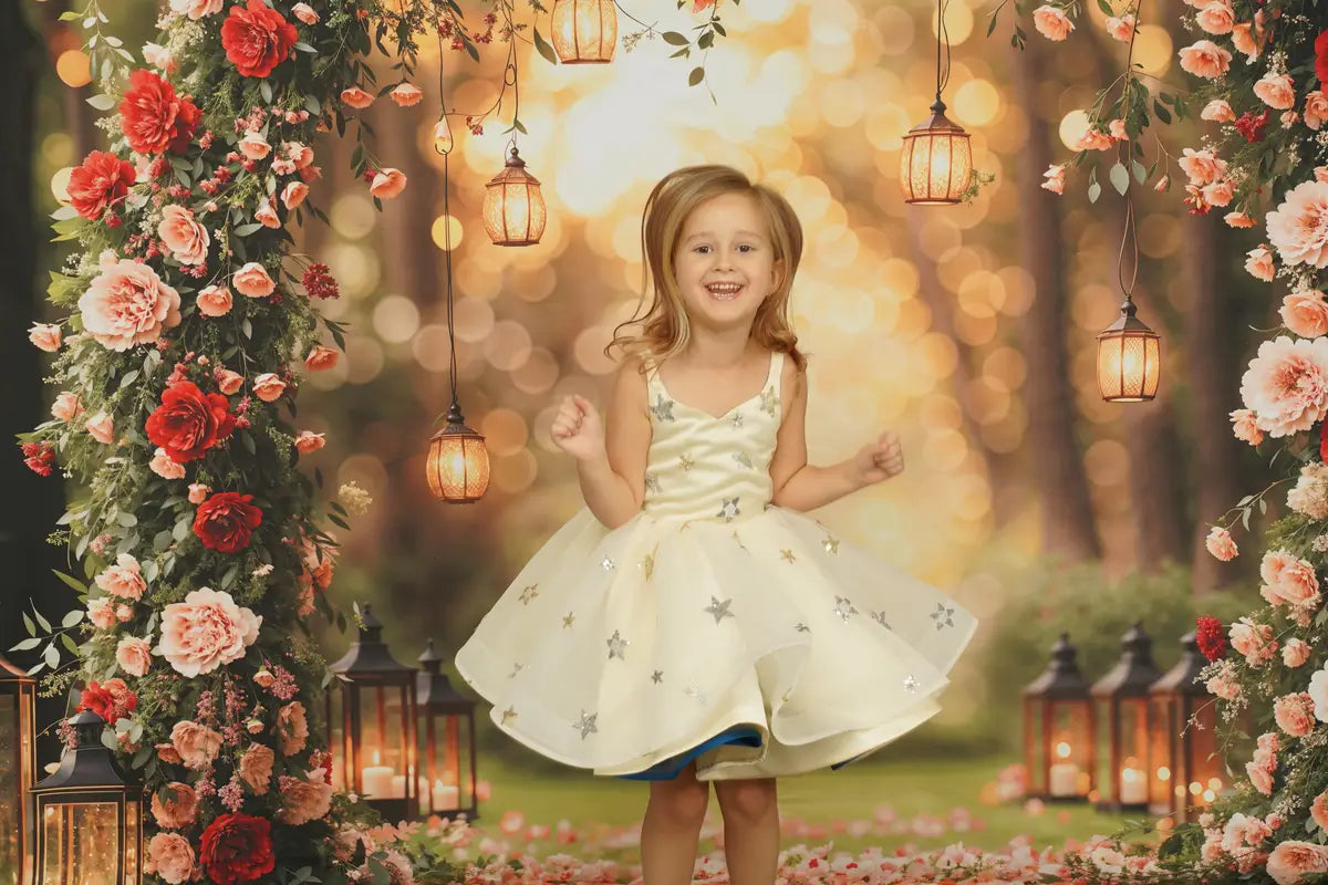 Kate Weißes Stage Tie Star Mesh Kinderkleid für Fotografie - Kate Backdrop.de
