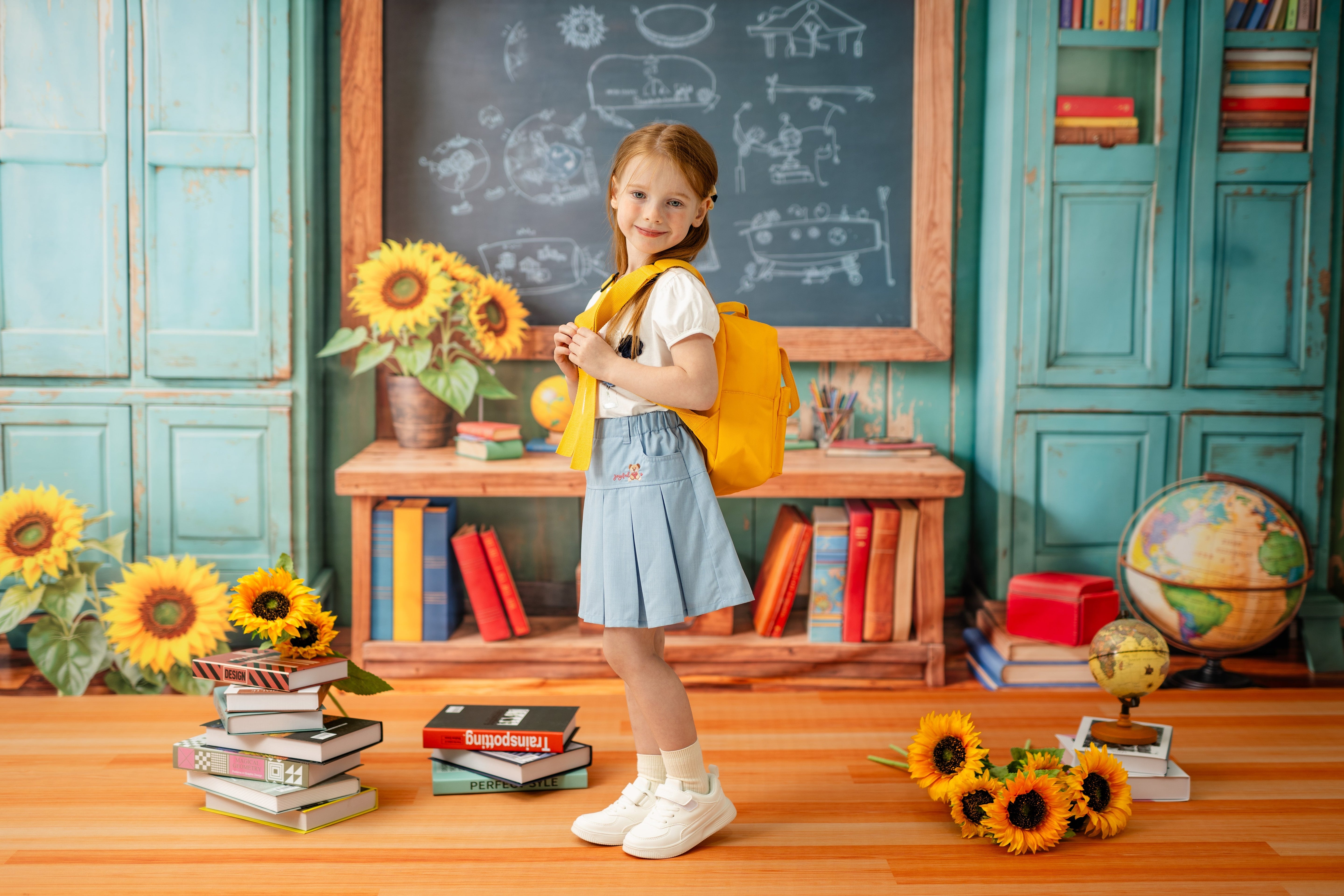 Kate Zurück zu Schule Schultafel Buch Sonnenblume Foto-Kit