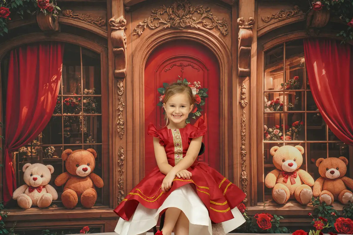 Kate Rotes Flying Sleeve Kinderkleid für Fotografie - Kate Backdrop.de