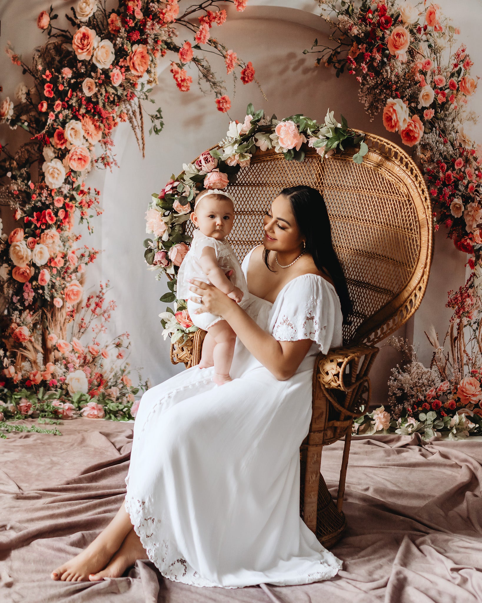 ⚡Blitzangebote #1-Kate Frühling Hochzeit Rosa Blumen Weiß Bogen Hintergrund - Kate Backdrop.de