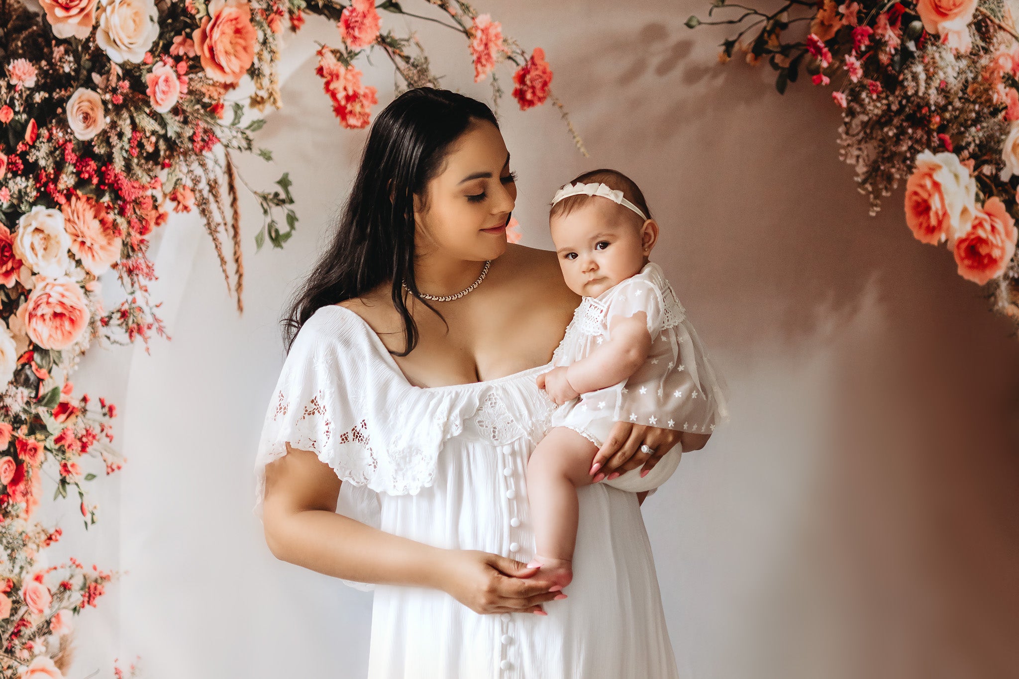 ⚡Blitzangebote #1-Kate Frühling Hochzeit Rosa Blumen Weiß Bogen Hintergrund - Kate Backdrop.de