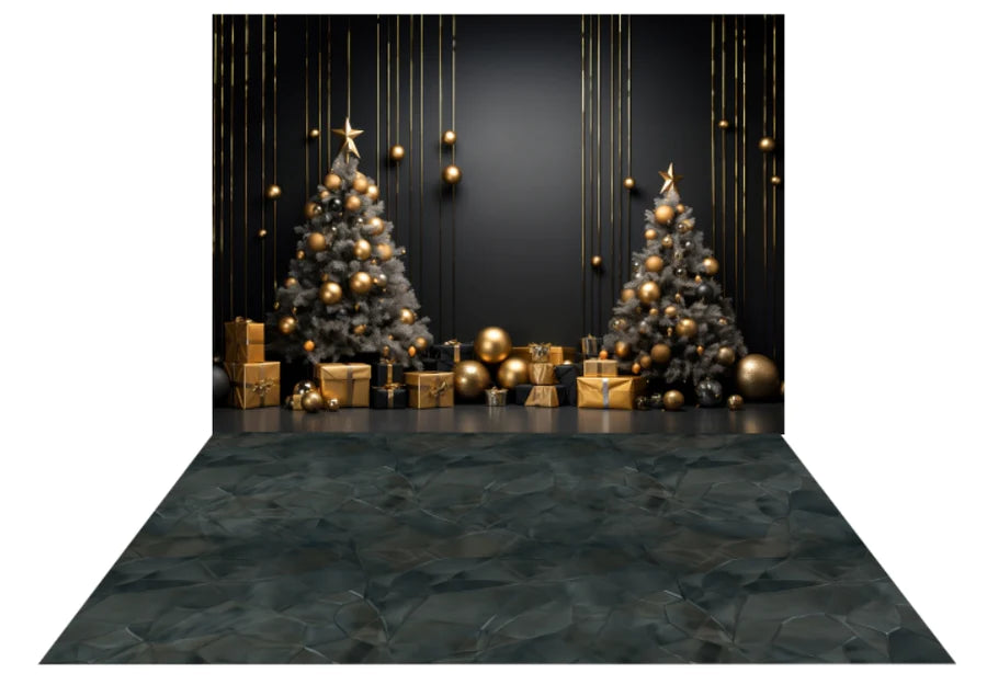 Kate Dunkler Weihnachten und Wandhintergrund+Dunkle abstrakte Textur Bodenhintergrund für Fotografie - Kate Backdrop.de