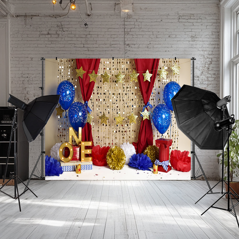 Kate Erster Geburtstag Luftballons Valentinstag Hintergrund Entworfen von Mandy Ringe Photography