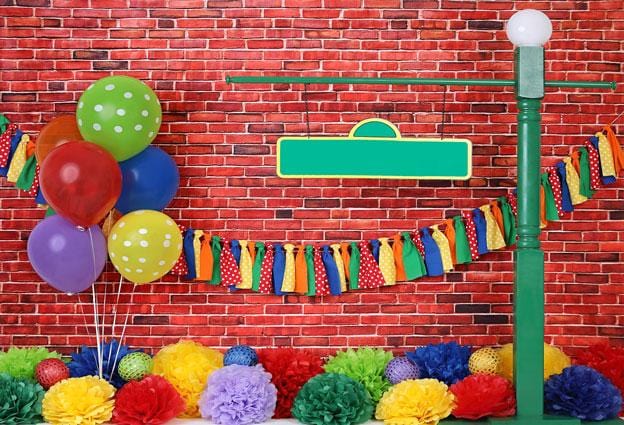 Kate Ziegelwand mit Bunten Ballons Fleece Hintergrund - Kate Backdrop.de