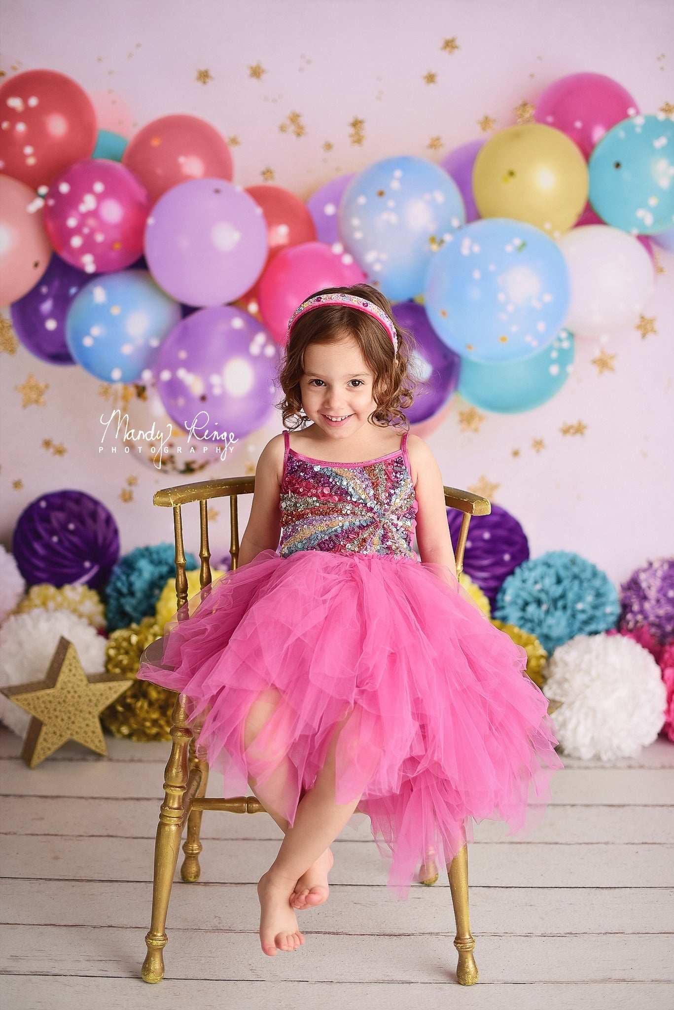Kate Geburtstags-Ballone und Sterne Hintergrund Entworfen von Mandy Ringe Photography - Kate Backdrop.de
