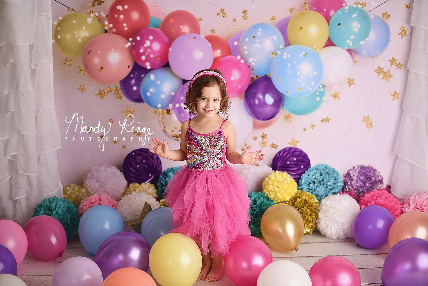 Kate Geburtstags-Ballone und Sterne Hintergrund Entworfen von Mandy Ringe Photography - Kate Backdrop.de