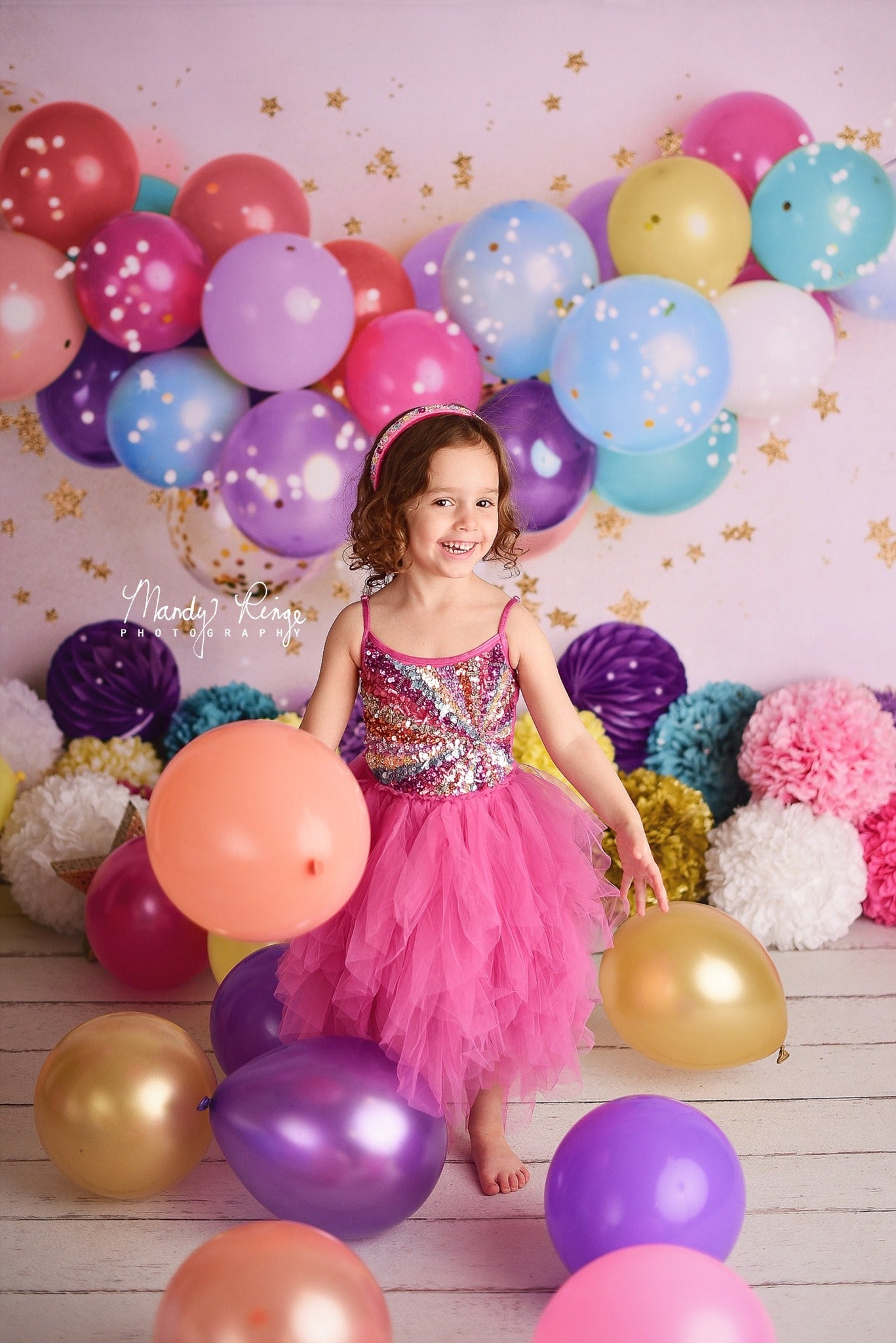 Kate Geburtstags-Ballone und Sterne Hintergrund Entworfen von Mandy Ringe Photography - Kate Backdrop.de