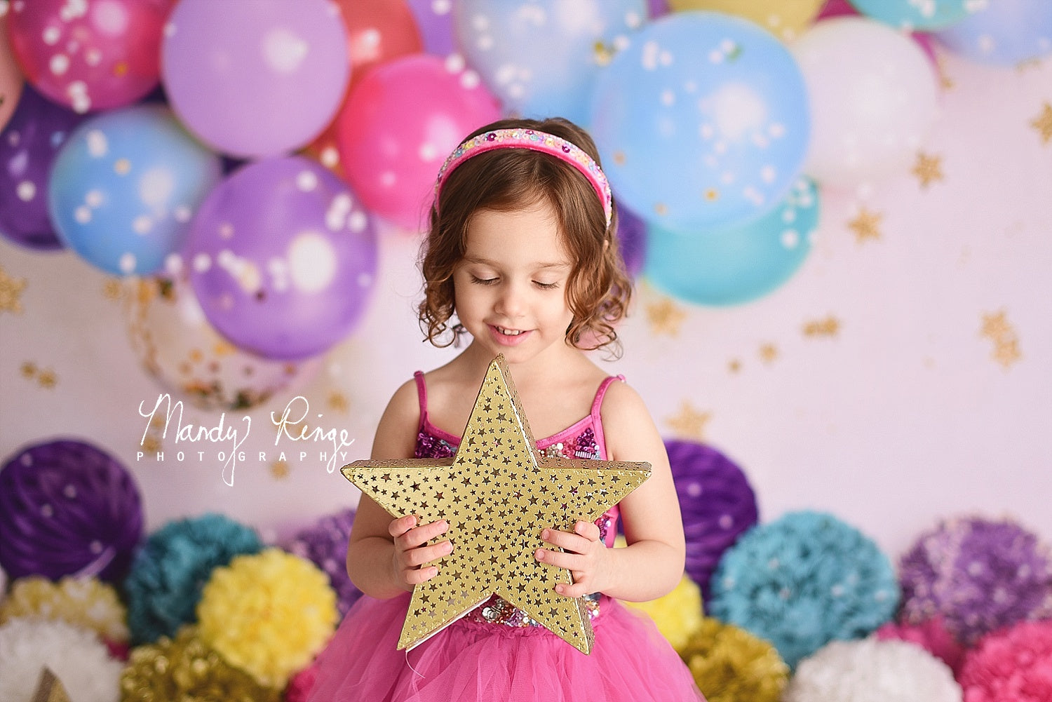 Kate Geburtstags-Ballone und Sterne Hintergrund Entworfen von Mandy Ringe Photography - Kate Backdrop.de