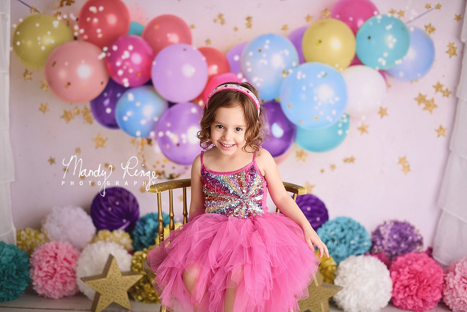 Kate Geburtstags-Ballone und Sterne Hintergrund Entworfen von Mandy Ringe Photography - Kate Backdrop.de