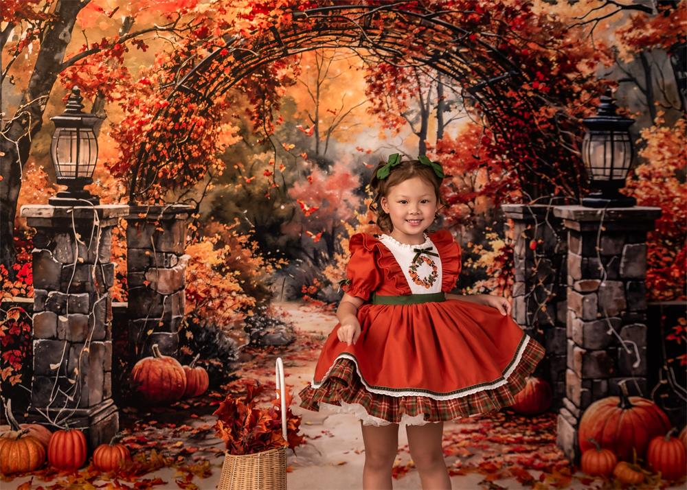 50%OFF-Kate Retro Aquarell Herbst Wald Kürbis Bogen Tor Hintergrund - Kate Backdrop.de