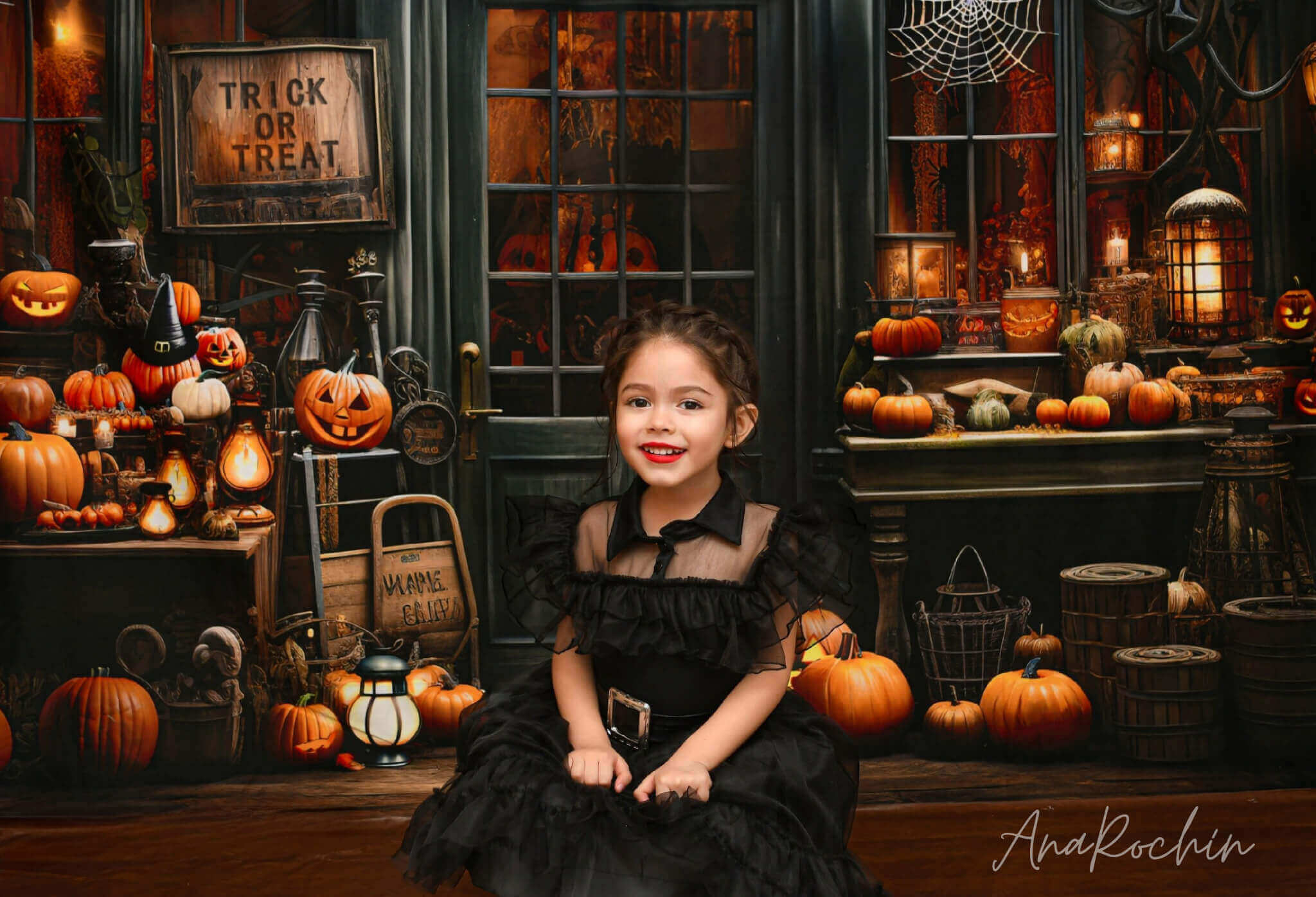 Kate Halloween Spooky Pumpkin Store Trick or Treat Hintergrund von Emetselch