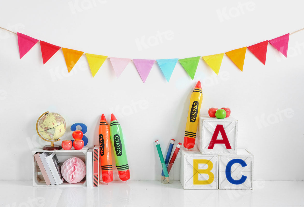 Kate Zurück zur Schule Buntstifte Fleece Hintergrund - Kate Backdrop.de
