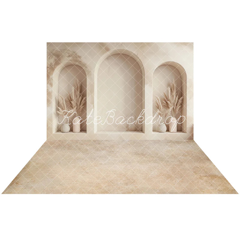 ⚡Blitzangebote #2-Kate Beige Gewölbte Wand Hintergrund+Abstrakt Creme Beige Boden Hintergrund - Kate Backdrop.de