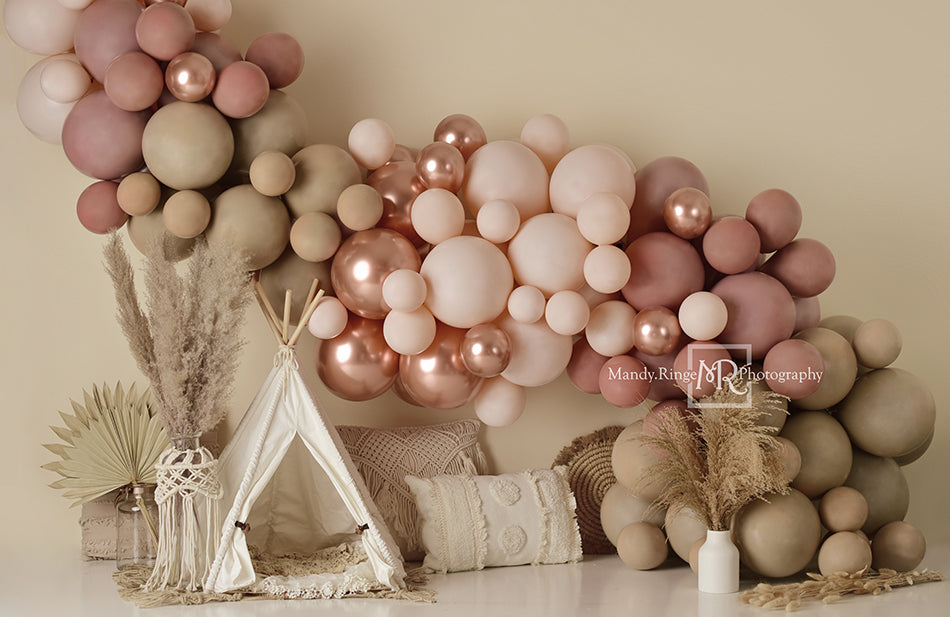 Kate Boho Ballons Zelt Frühling Fleece Hintergrund Entworfen von Mandy Ringe