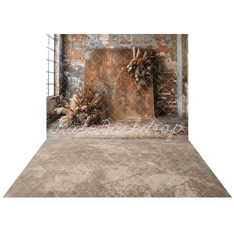 ⚡Blitzangebote #2-Kate Boho Getrocknete Blumen Alter Backstein Hintergrund+Abstrakte Textur Boden Hintergrund - Kate Backdrop.de