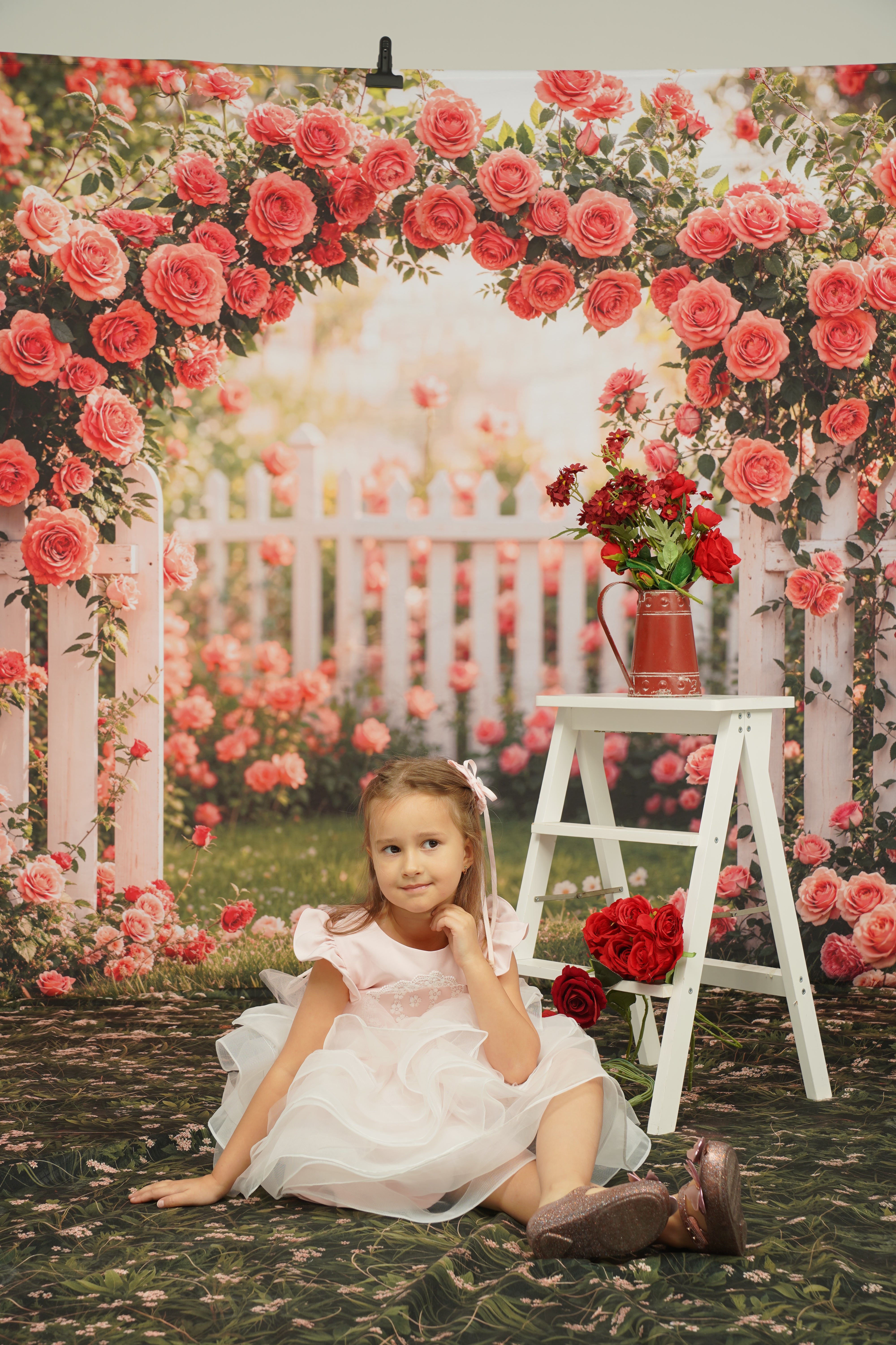 ⚡Blitzangebote #1-Kate Frühling Blumenbogen Rosa Rosengarten Hintergrund - Kate Backdrop.de